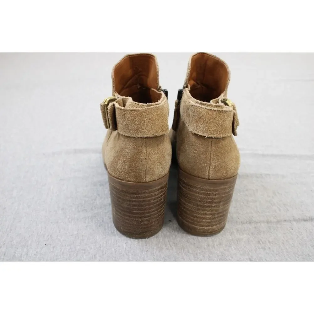 Franco Sarto Booties Womens Size US 7M Tan‎ Leather Side Zipper Ankle A-Matisse